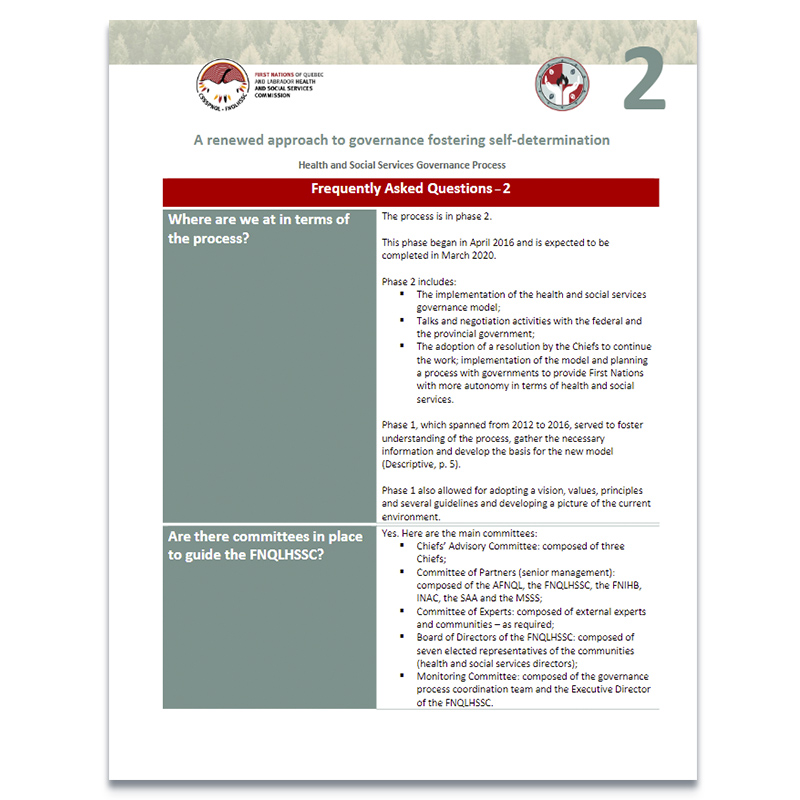 A renewed approach to governance fostering self-determination - Health and social services governance process - Frequently asked questions (02)